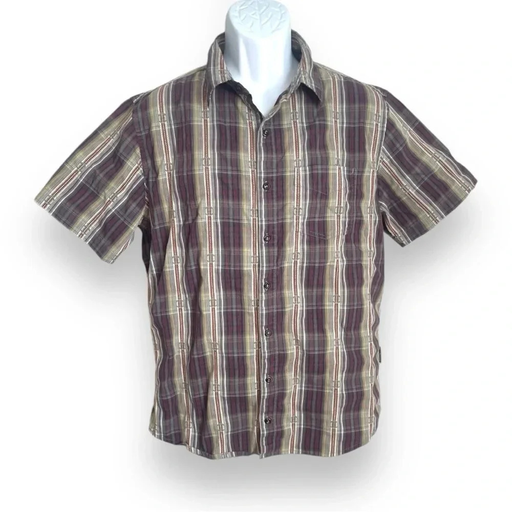 Sherpa Adventure Gear Men’s Plaid UPF 50+ Short Sleeve Shirt - Size Large,